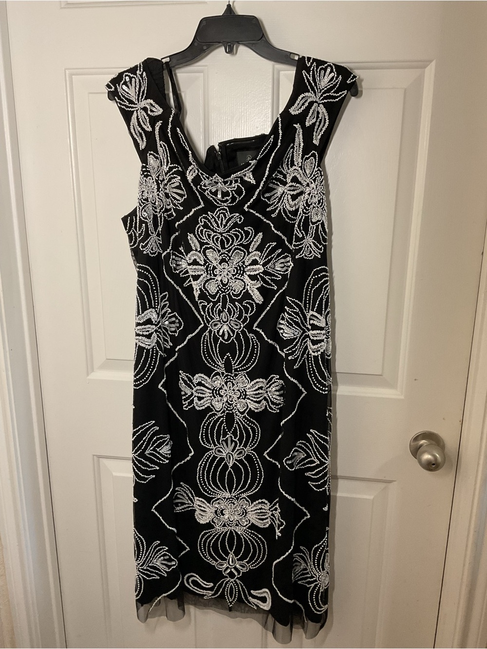Adrianna Papell Beaded Embellished Cocktail Dress Black Silver Women’s Plus 22W - Picture 7 of 7